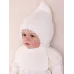 Шапка шлем для новорожденной девочки, белый, 0-1 мес, Поляярик
