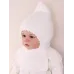 Шапка шлем для новорожденной девочки, белый, 0-1 мес, Поляярик