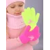 Перчатки демисезонные для девочки, салатовый, ярко-розовый, 3-4 года, Поляярик