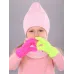 Перчатки демисезонные для девочки, салатовый, ярко-розовый, 3-4 года, Поляярик