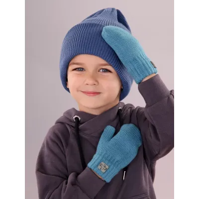 Варежки двухслойные зимние, морская волна, 5-6 лет, Поляярик