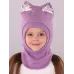 Шапка шлем вязаная зимняя, сиреневый, 50-52, Поляярик