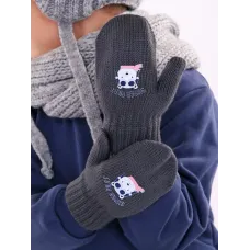 Варежки для мальчика однослойные, темно-серый, 5-6 лет, Поляярик