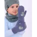 Варежки однослойные для мальчика, серо-голубой, 3-4 года, Поляярик