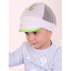 Кепочка хлопковая с сеточкой, зеленый, молочный, 42-44, Поляярик