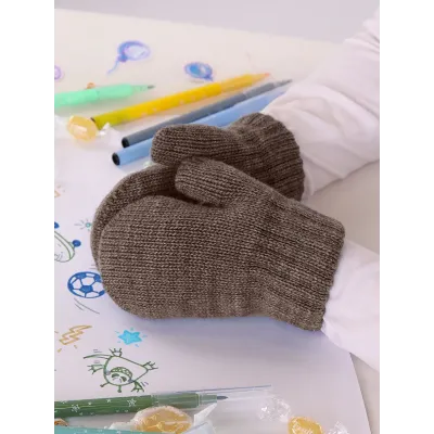 Варежки детские, какао, 5-6 лет, Поляярик