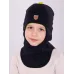 Шапка шлем для мальчика демисезонный, темно-синий, зеленый, 48-50, Поляярик
