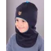 Шапка шлем демисезонный, темно-синий, голубой, 46-48, Поляярик
