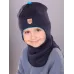 Шапка шлем демисезонный, темно-синий, голубой, 46-48, Поляярик