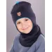 Шапка шлем демисезонный, темно-синий, голубой, 46-48, Поляярик
