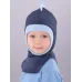 Шапка шлем демисезонный, серо-синий, голубой, 52-54, Поляярик