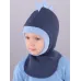 Шапка шлем демисезонный, серо-синий, голубой, 52-54, Поляярик