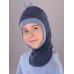 Шапка шлем демисезонный, серо-синий, синий, 48-50, Поляярик