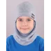 Шапка шлем для мальчика демисезонная, голубой, 52-54, Поляярик