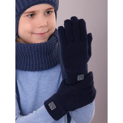 Перчатки детские для мальчика, темно-синий, 7-8 лет, Поляярик