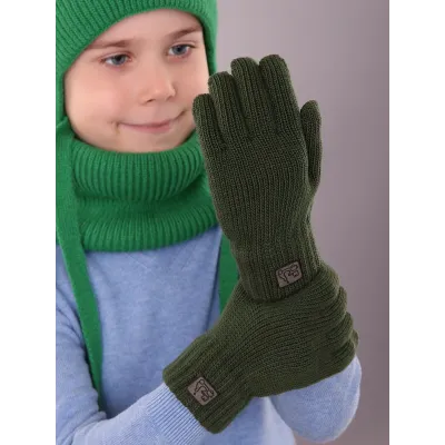 Перчатки детские для мальчика, хаки, 7-8 лет, Поляярик