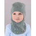 Шапка шлем для мальчика демисезонная, ментол, зеленый, 48-50, Поляярик