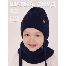 Шапка осенняя для мальчика, темно-синий, 46-48, Поляярик