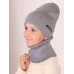 Шапка для мальчика осенняя, серый меланж, серый, 50-52, Поляярик