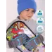 Перчатки зимние детские для мальчика, серый, голубой, 17-18, Поляярик