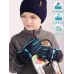 Перчатки зимние детские для мальчика, темно-синий, голубой, 14-16, Поляярик