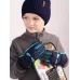 Перчатки зимние детские для мальчика, темно-синий, голубой, 14-16, Поляярик