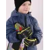 Перчатки зимние детские для мальчика, графит, салатовый, 17-18, Поляярик