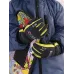 Перчатки зимние детские для мальчика, графит, салатовый, 17-18, Поляярик
