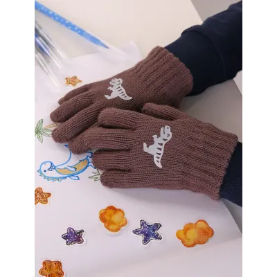 Перчатки детские для мальчика, какао, 5-6 лет, Поляярик