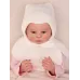Шапка шлем для девочки демисезонный, молочный, 3-6 мес, Поляярик