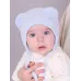 Шапочка вязаная на завязках демисезонная, голубой, 40-42, Поляярик
