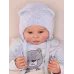 Шапочка вязаная на завязках демисезонная, голубой, 40-42, Поляярик
