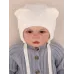 Шапочка вязаная на завязках демисезонная, молочный, 40-42, Поляярик
