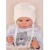 Шапочка вязаная на завязках демисезонная, молочный, 40-42, Поляярик