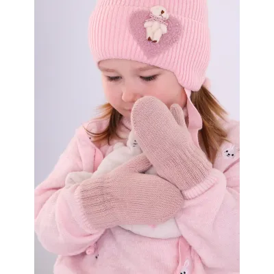 Варежки детские, пудровый, 7-8 лет, Поляярик