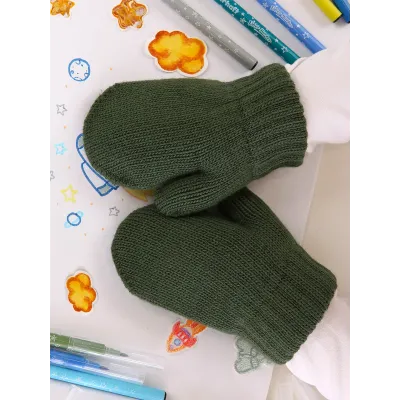 Варежки детские, хаки, 5-6 лет, Поляярик
