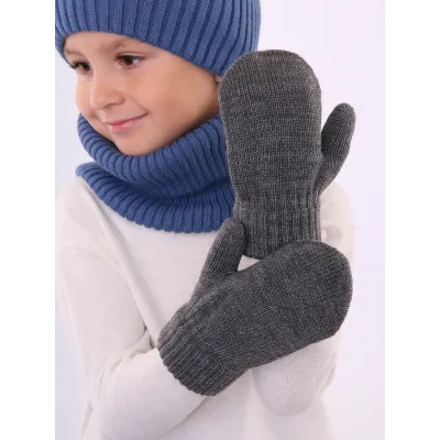 Варежки детские, темно-серый, 5-6 лет, Поляярик
