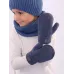Варежки теплые для мальчика, серо-синий, джинс, 3-4 года, Поляярик