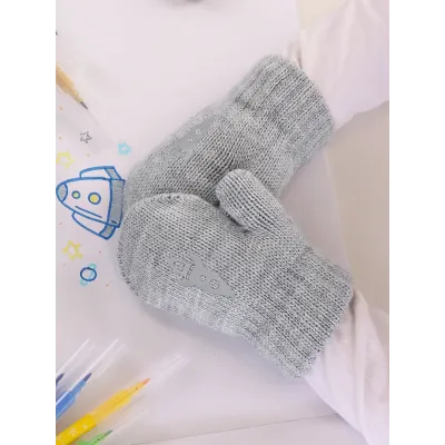 Варежки для мальчика, серый, серый меланж, 3-4 года, Поляярик