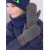 Варежки теплые двухслойные, серый меланж, темно-серый меланж, 9-10 лет, Поляярик
