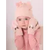 Варежки двухслойные теплые,зимние, пудровый, 7-8 лет, Поляярик