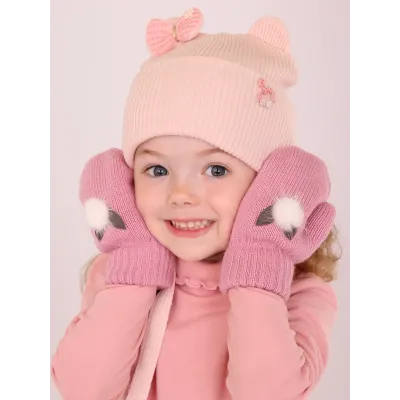 Варежки зимние, розовый, 7-8 лет, Поляярик