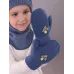 Варежки теплые двухслойные, серо-синий, 5-6 лет, Поляярик