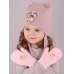 Варежки для девочки, бледно-розовый, 2-3 года, Поляярик