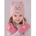 Варежки для девочки, темно-розовый, 3-4 года, Поляярик