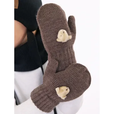 Варежки для мальчика, какао, 5-6 лет, Поляярик