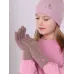 Перчатки однослойные детские, розовато-серый, тускло-розовый, 7-8 лет, Поляярик