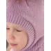 Шапка шлем зимняя с помпоном для девочки, бледно-лиловый, лиловый, 48-50, Поляярик