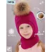 Шапка шлем зимняя с помпоном для девочки, малиновый, фуксия, розовая фуксия, 48-50, Поляярик