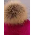 Шапка шлем зимняя с помпоном для девочки, малиновый, фуксия, розовая фуксия, 48-50, Поляярик